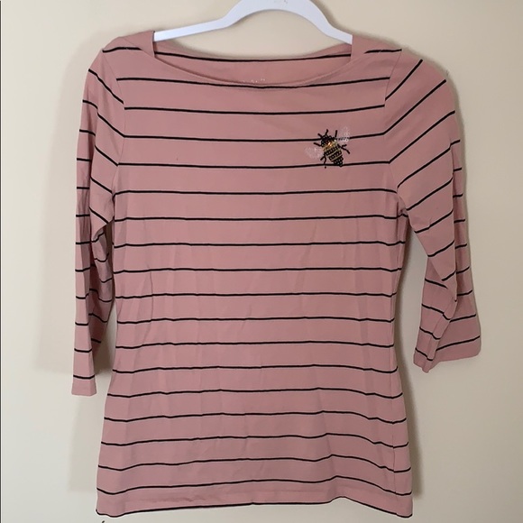 Striped shirt with bumble bee embellishment - Picture 1 of 4